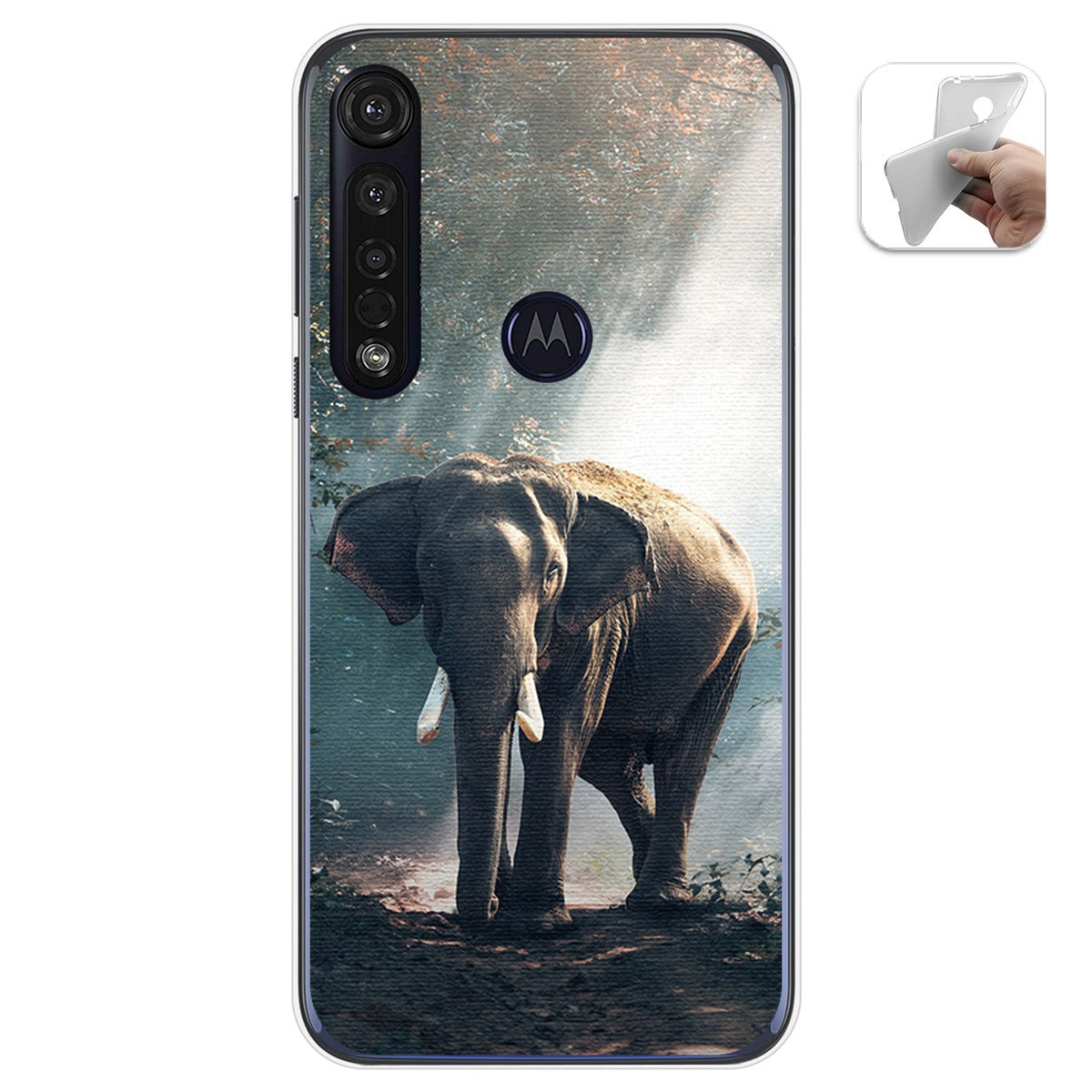 Funda Gel Tpu para Motorola Moto G8 Plus diseño Elefante Dibujos
