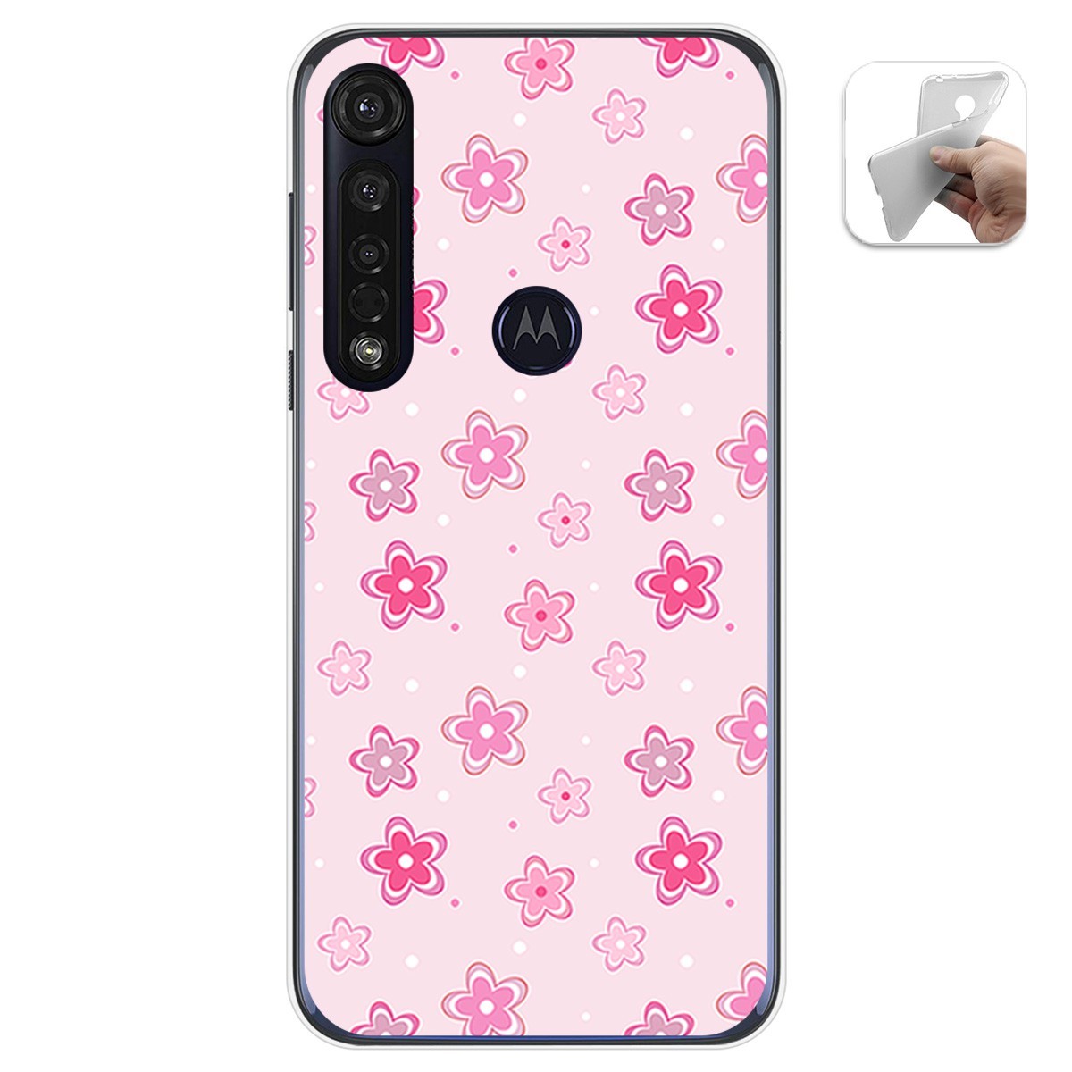 Funda Gel Tpu para Motorola Moto G8 Plus diseño Flores Dibujos