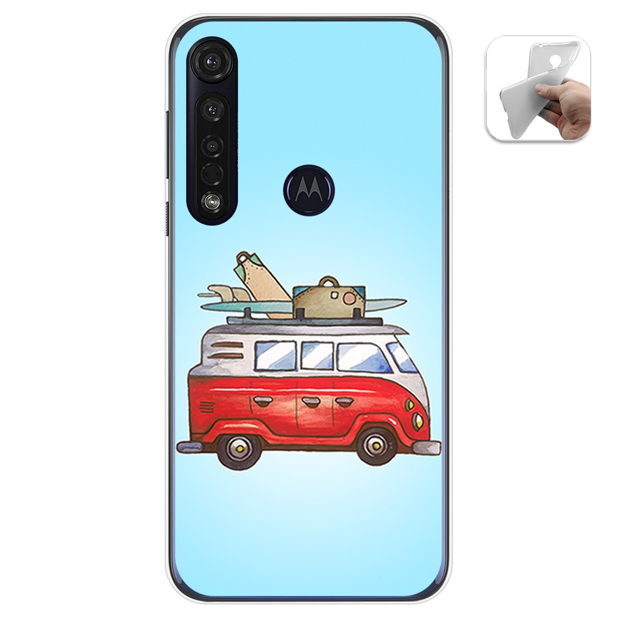 Funda Gel Tpu para Motorola Moto G8 Plus diseño Furgoneta Dibujos