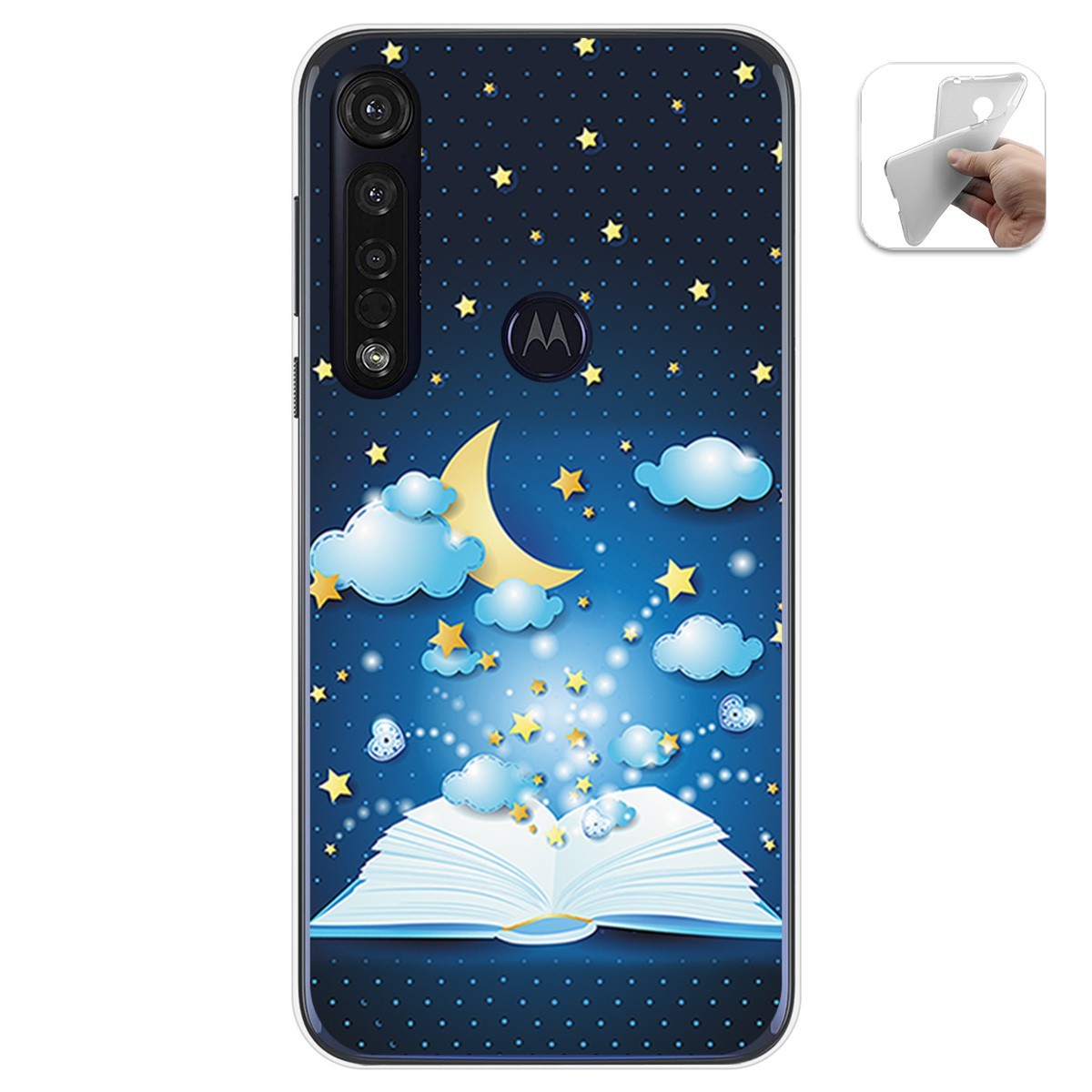 Funda Gel Tpu para Motorola Moto G8 Plus diseño Libro Cuentos Dibujos