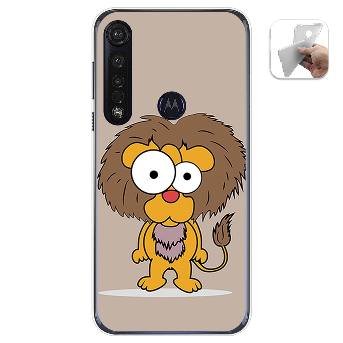 Funda Gel Tpu para Motorola Moto G8 Plus diseño Leon Dibujos