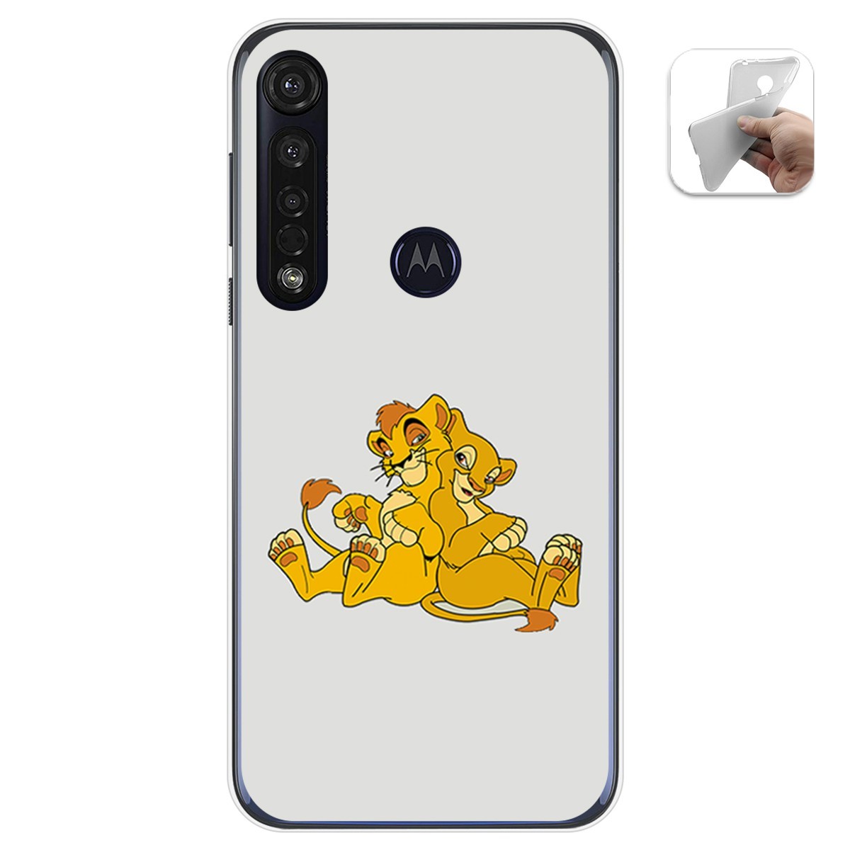 Funda Gel Tpu para Motorola Moto G8 Plus diseño Leones Dibujos