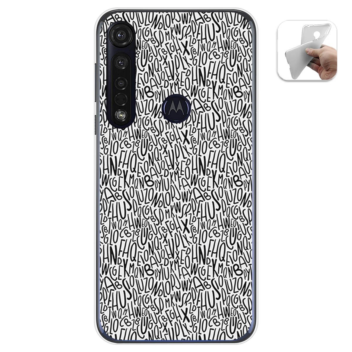 Funda Gel Tpu para Motorola Moto G8 Plus diseño Letras Dibujos