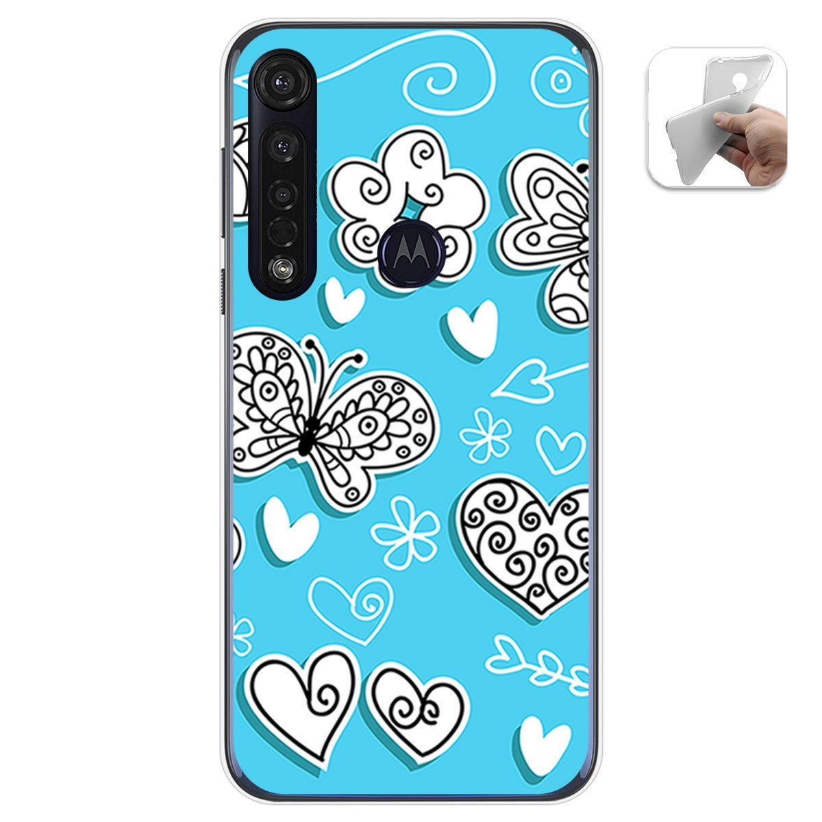 Funda Gel Tpu para Motorola Moto G8 Plus diseño Mariposas Dibujos
