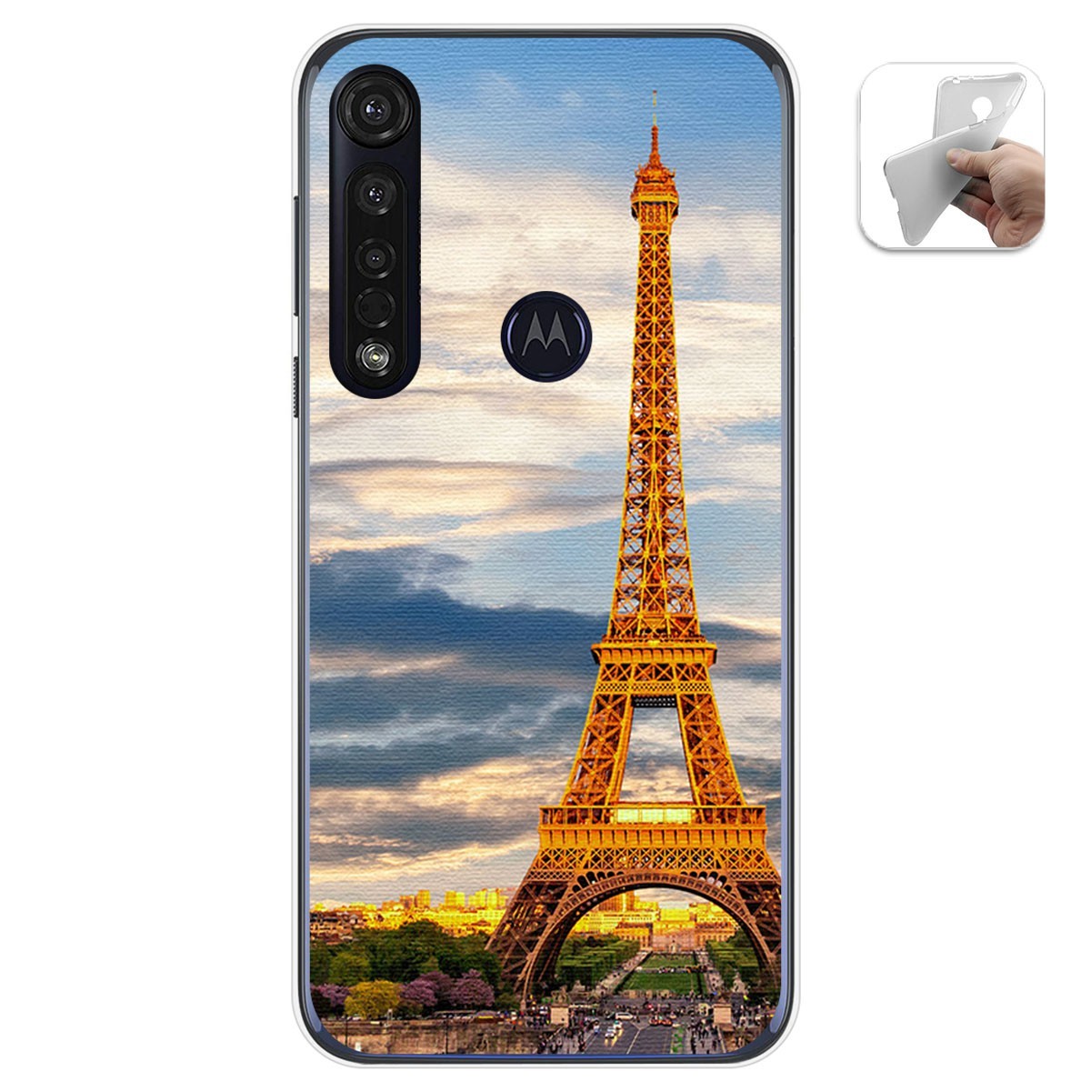 Funda Gel Tpu para Motorola Moto G8 Plus diseño Paris Dibujos