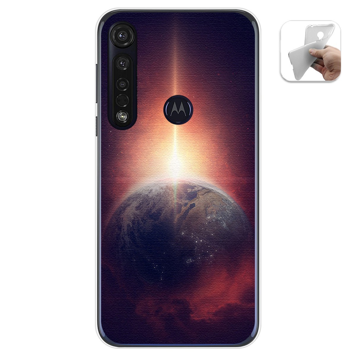 Funda Gel Tpu para Motorola Moto G8 Plus diseño Tierra Dibujos