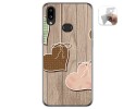 Funda Gel Tpu para Samsung Galaxy A10s diseño Corazones Madera Dibujos