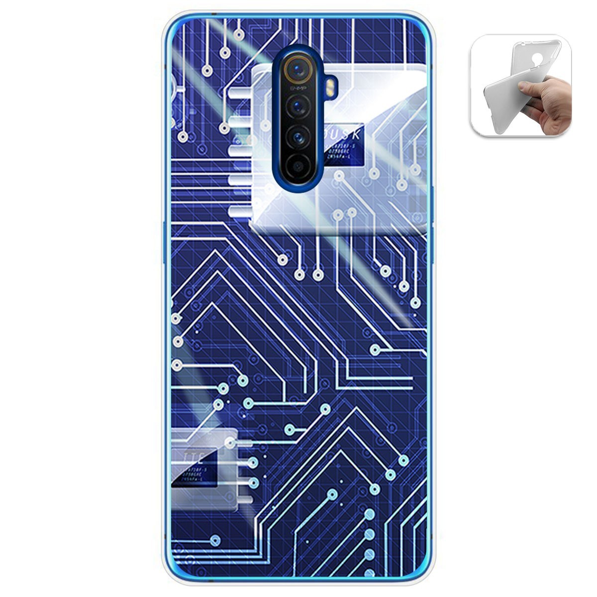 Funda Gel Tpu para Realme X2 Pro diseño Circuito Dibujos