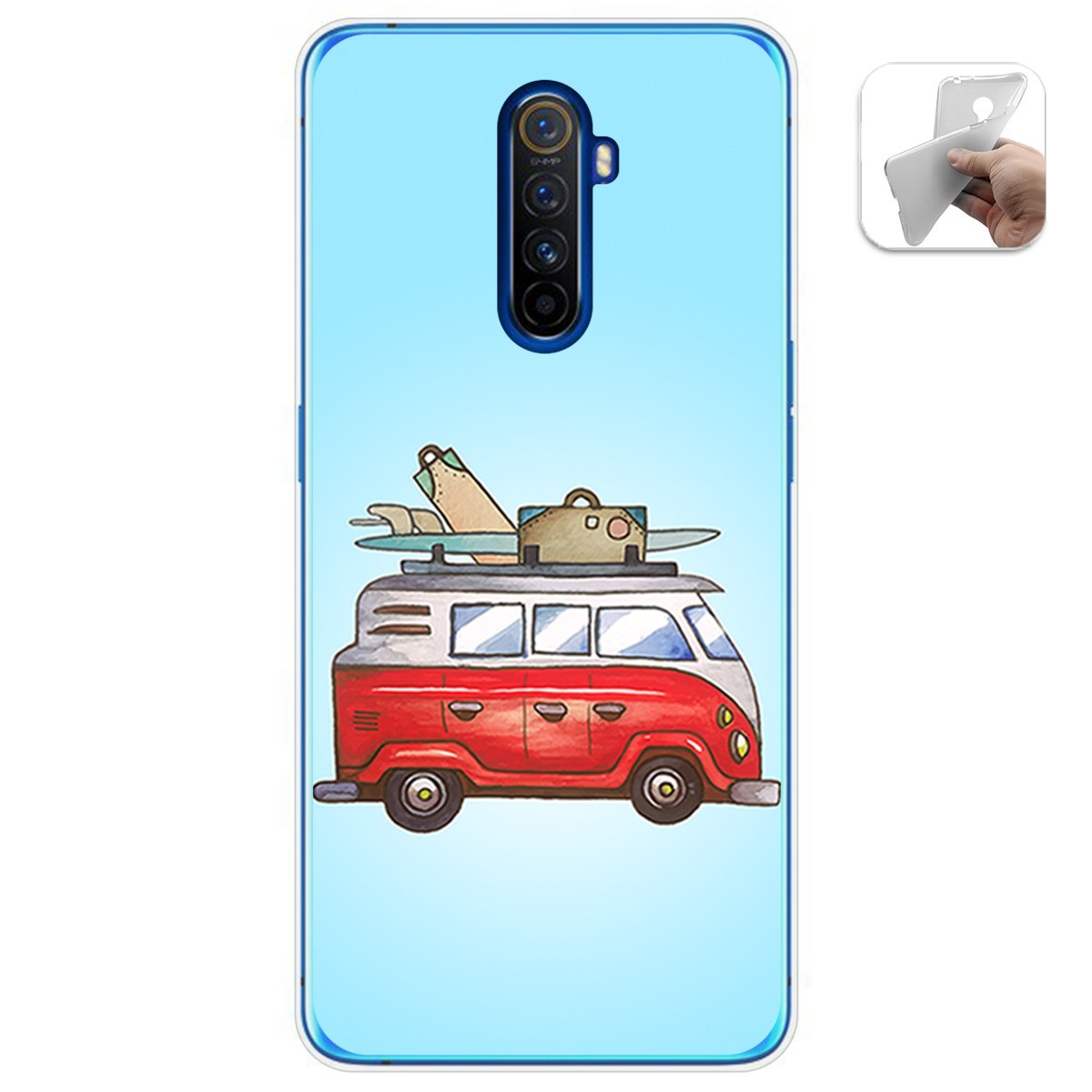 Funda Gel Tpu para Realme X2 Pro diseño Furgoneta Dibujos