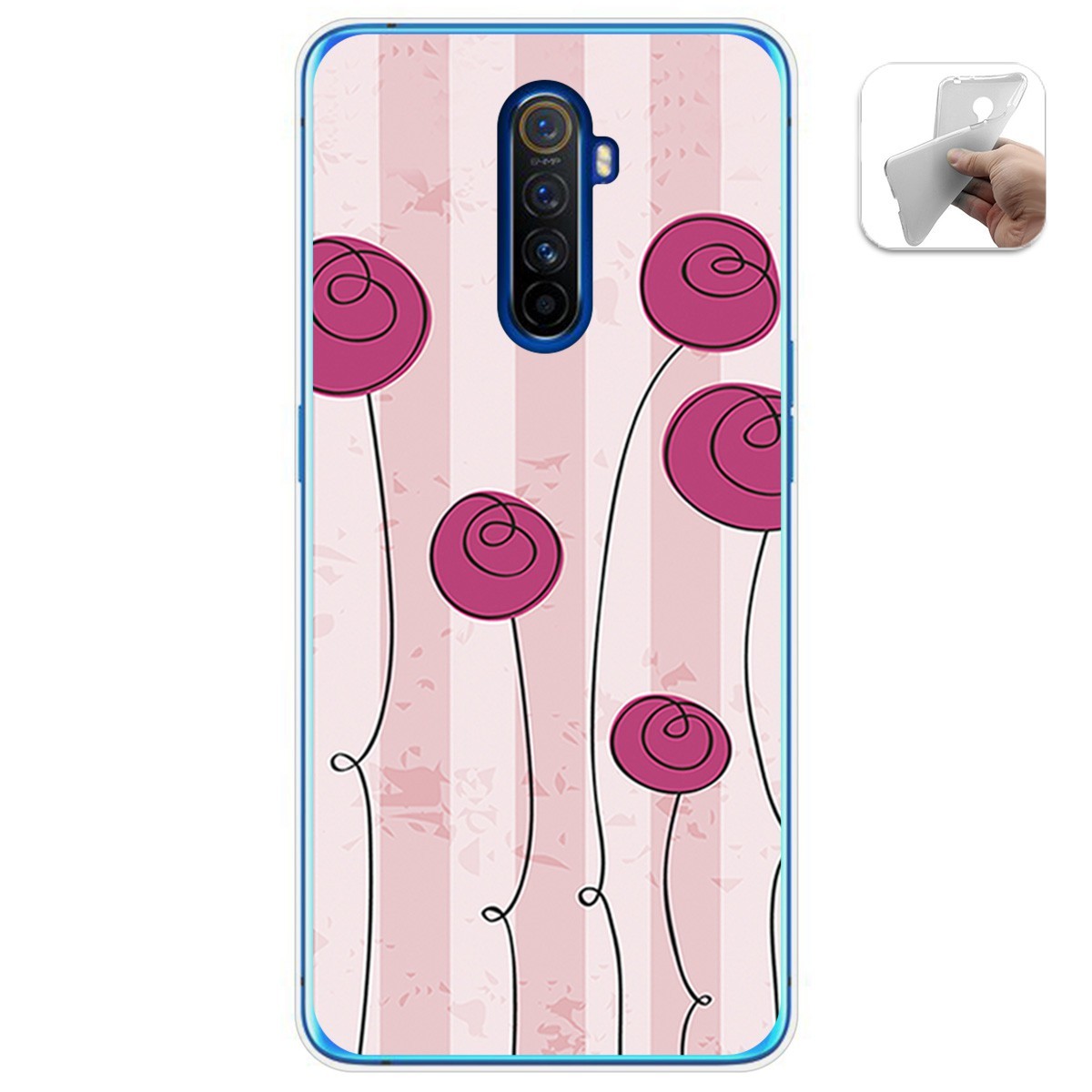 Funda Gel Tpu para Realme X2 Pro diseño Flores Vintage Dibujos