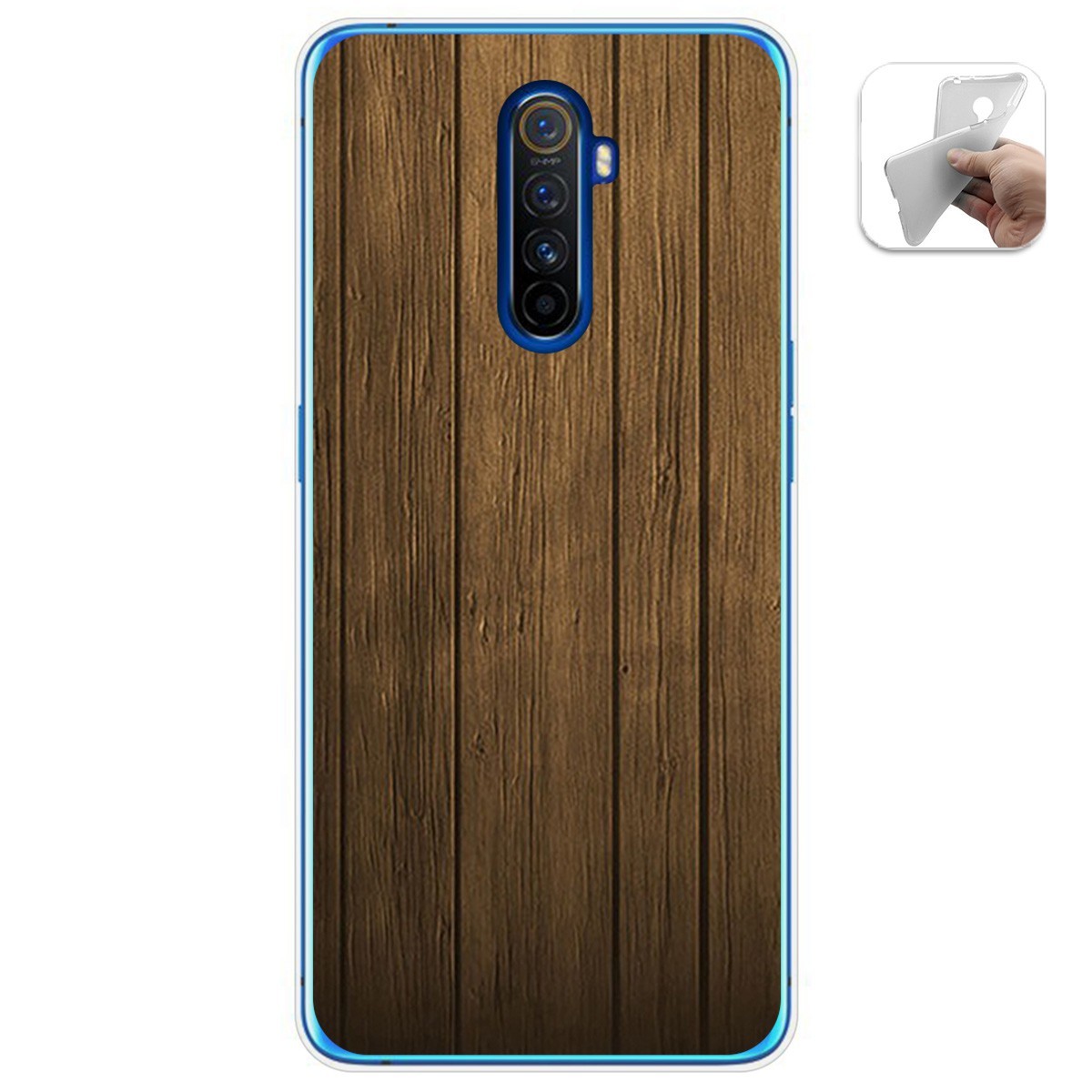 Funda Gel Tpu para Realme X2 Pro diseño Madera Dibujos