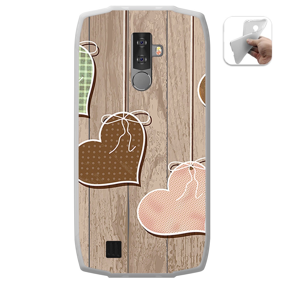 Funda Gel Tpu para Blackview BV6800 Pro diseño Corazones Madera Dibujos