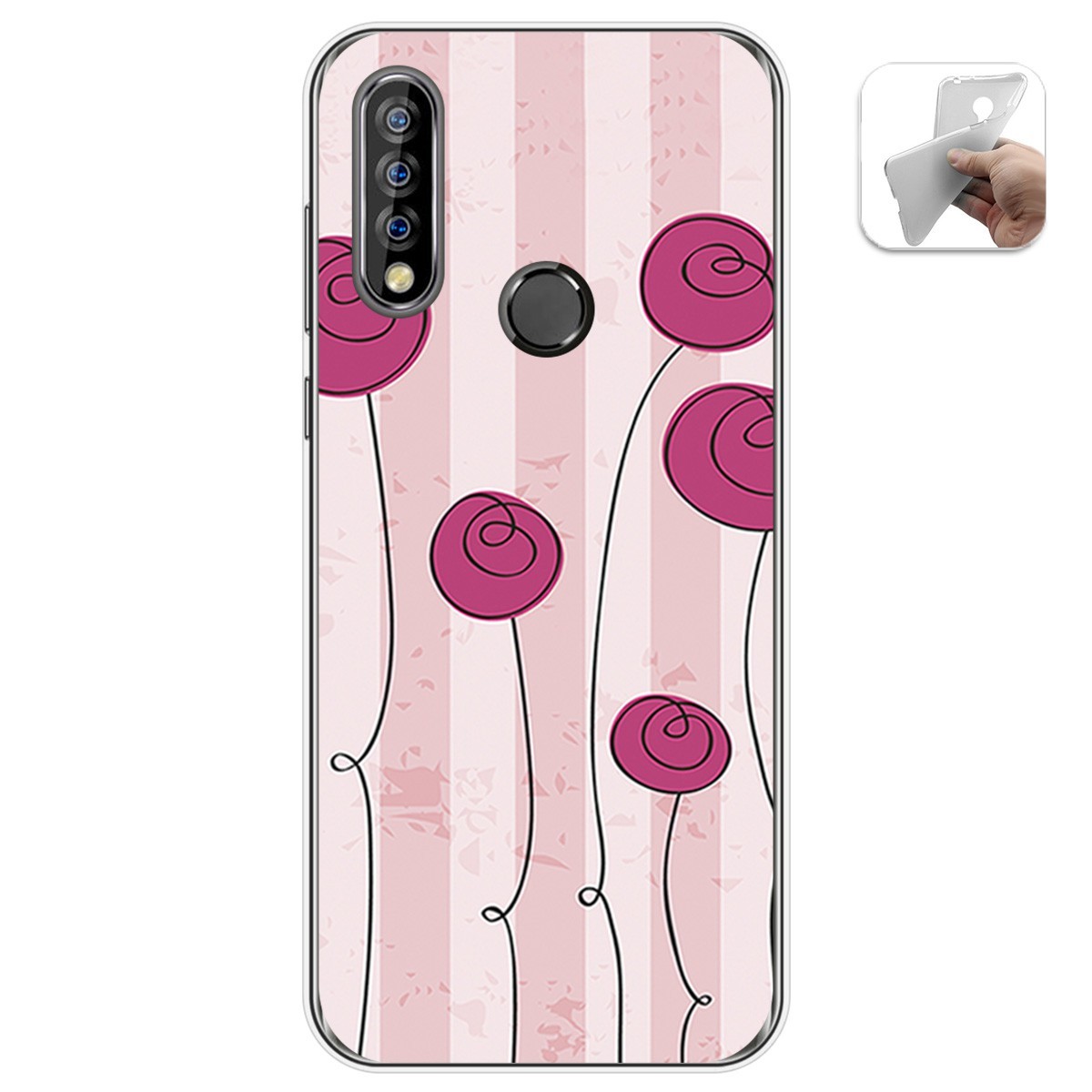 Funda Gel Tpu para Oukitel C17 Pro diseño Flores Vintage Dibujos
