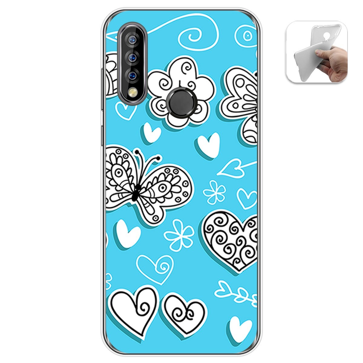 Funda Gel Tpu para Oukitel C17 Pro diseño Mariposas Dibujos