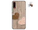 Funda Gel Tpu para Umidigi X diseño Corazones Madera Dibujos