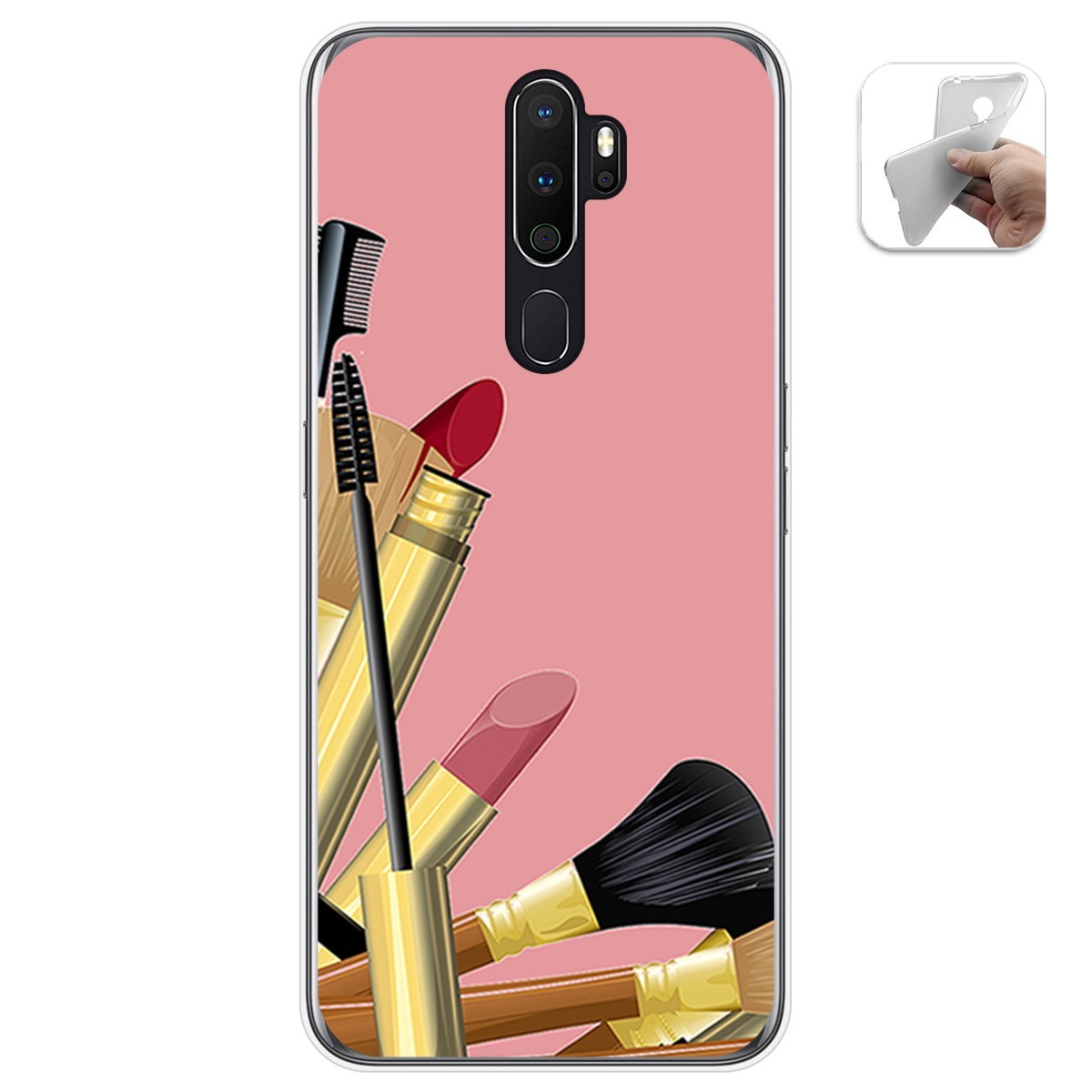 Funda Gel Tpu para Oppo A5 2020 diseño Brochas Dibujos