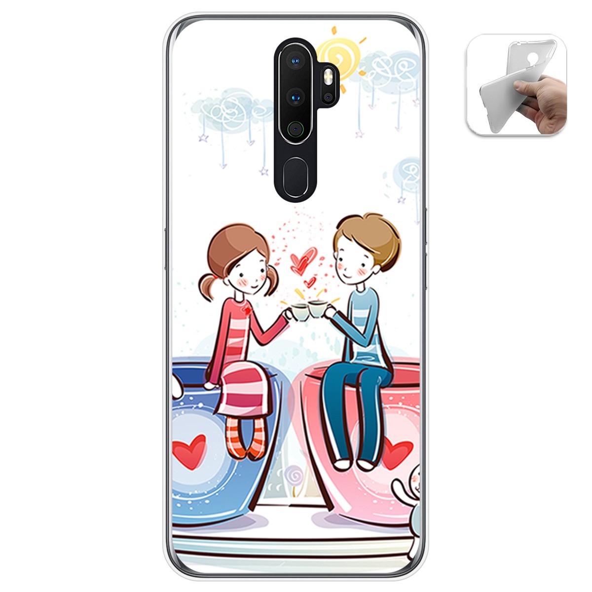 Funda Gel Tpu para Oppo A5 2020 diseño Café Dibujos