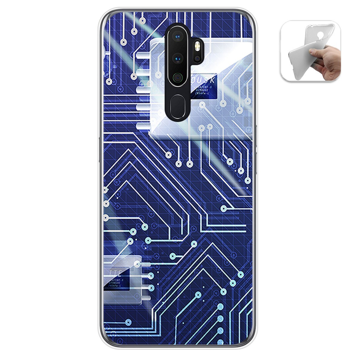 Funda Gel Tpu para Oppo A5 2020 diseño Circuito Dibujos