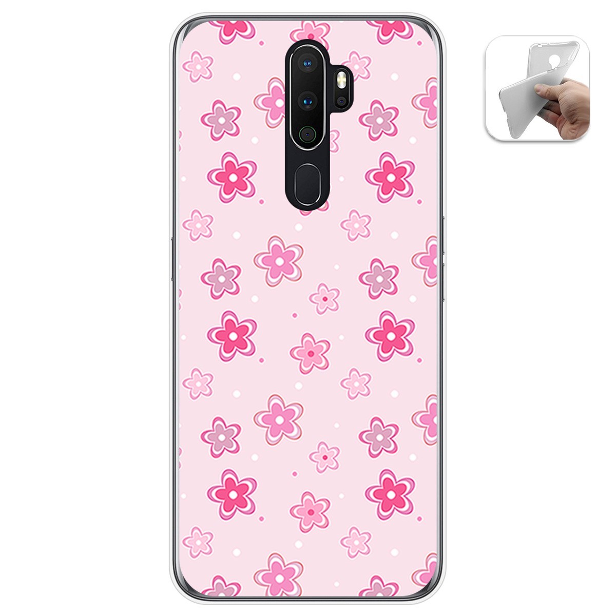 Funda Gel Tpu para Oppo A5 2020 diseño Flores Dibujos