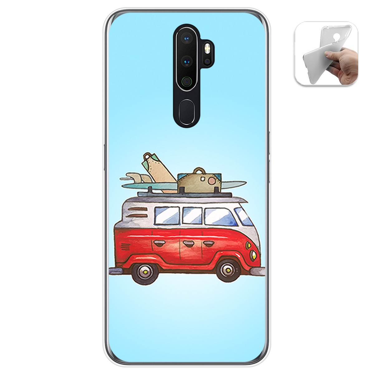 Funda Gel Tpu para Oppo A5 2020 diseño Furgoneta Dibujos