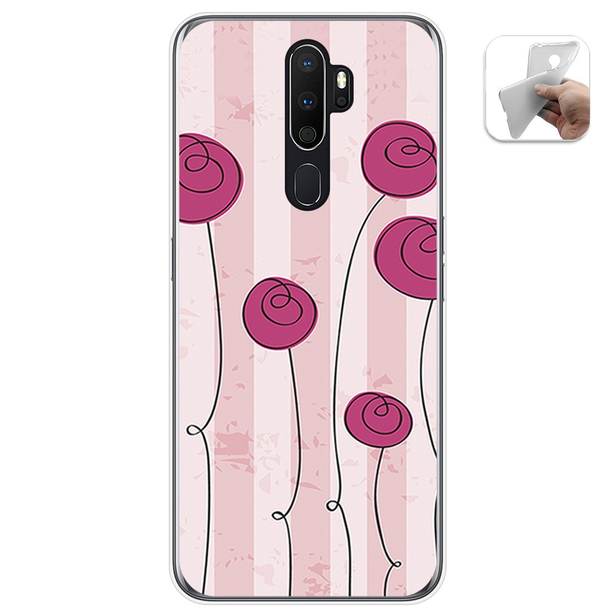 Funda Gel Tpu para Oppo A5 2020 diseño Flores Vintage Dibujos