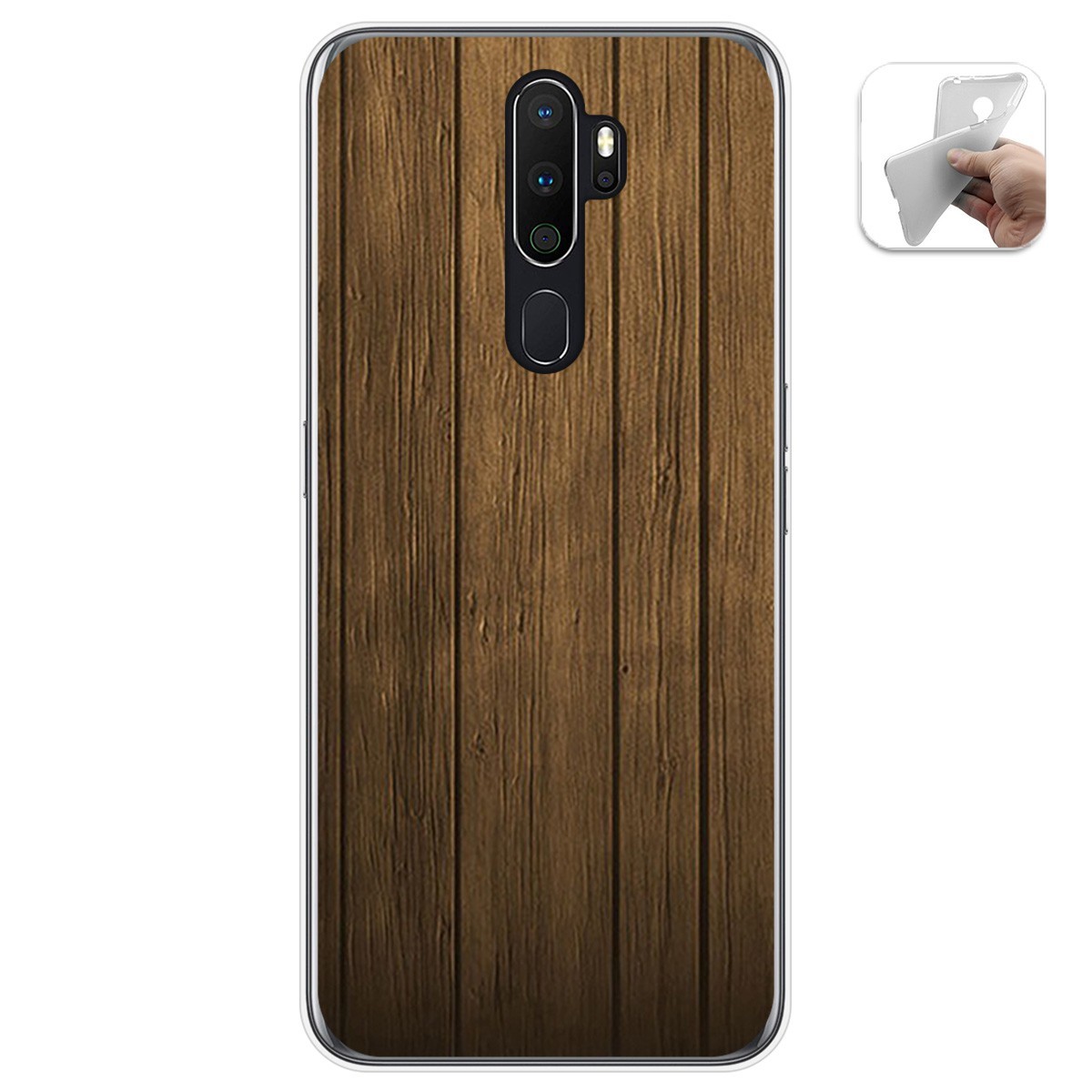 Funda Gel Tpu para Oppo A5 2020 diseño Madera Dibujos