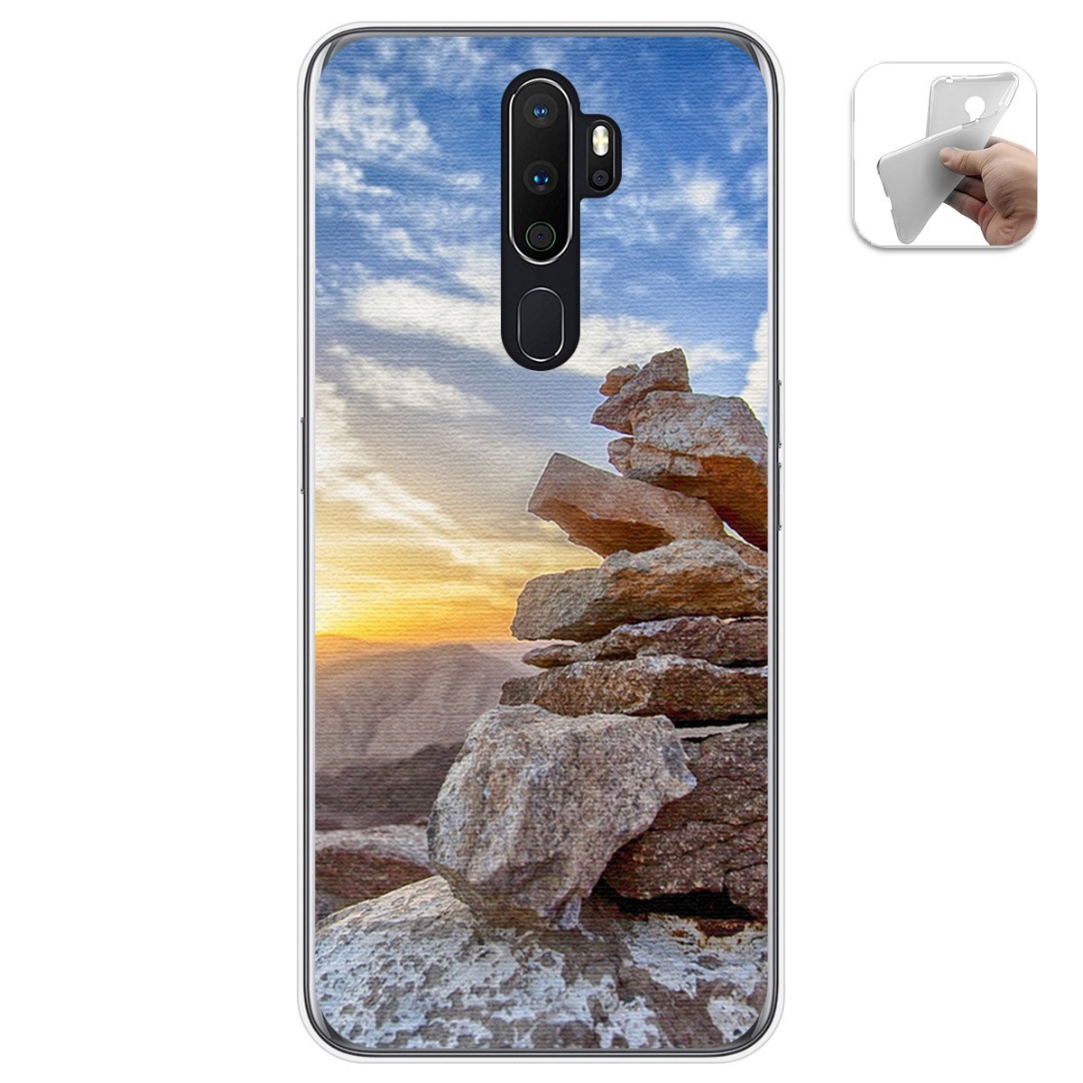 Funda Gel Tpu para Oppo A5 2020 diseño Sunset Dibujos