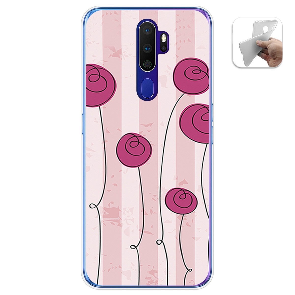 Funda Gel Tpu para Oppo A9 2020 diseño Flores Vintage Dibujos