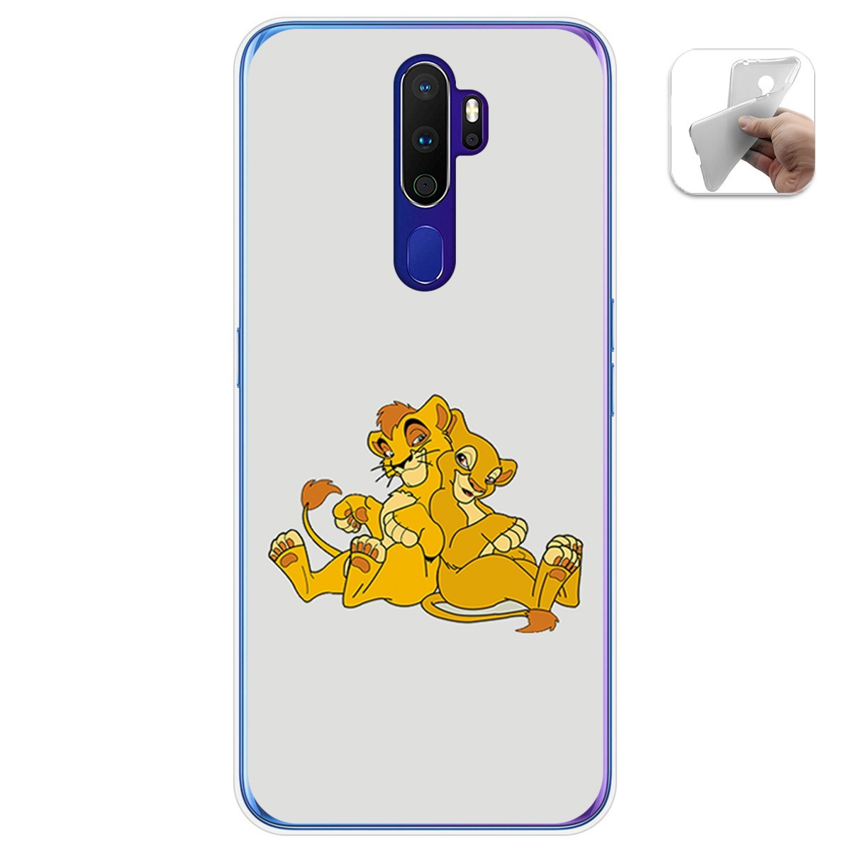 Funda Gel Tpu para Oppo A9 2020 diseño Leones Dibujos
