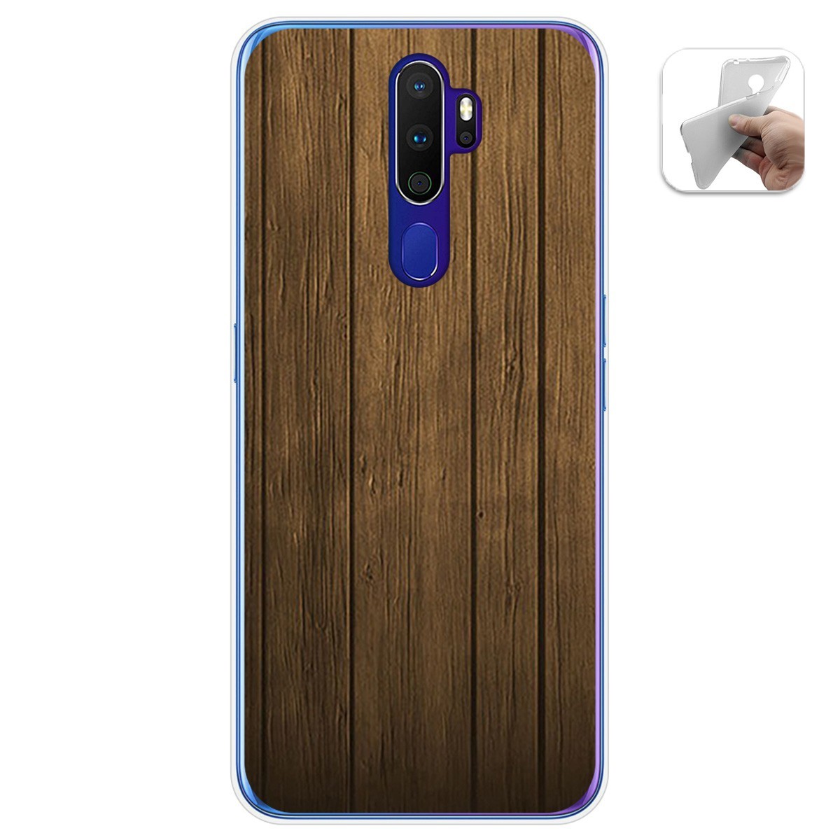 Funda Gel Tpu para Oppo A9 2020 diseño Madera Dibujos