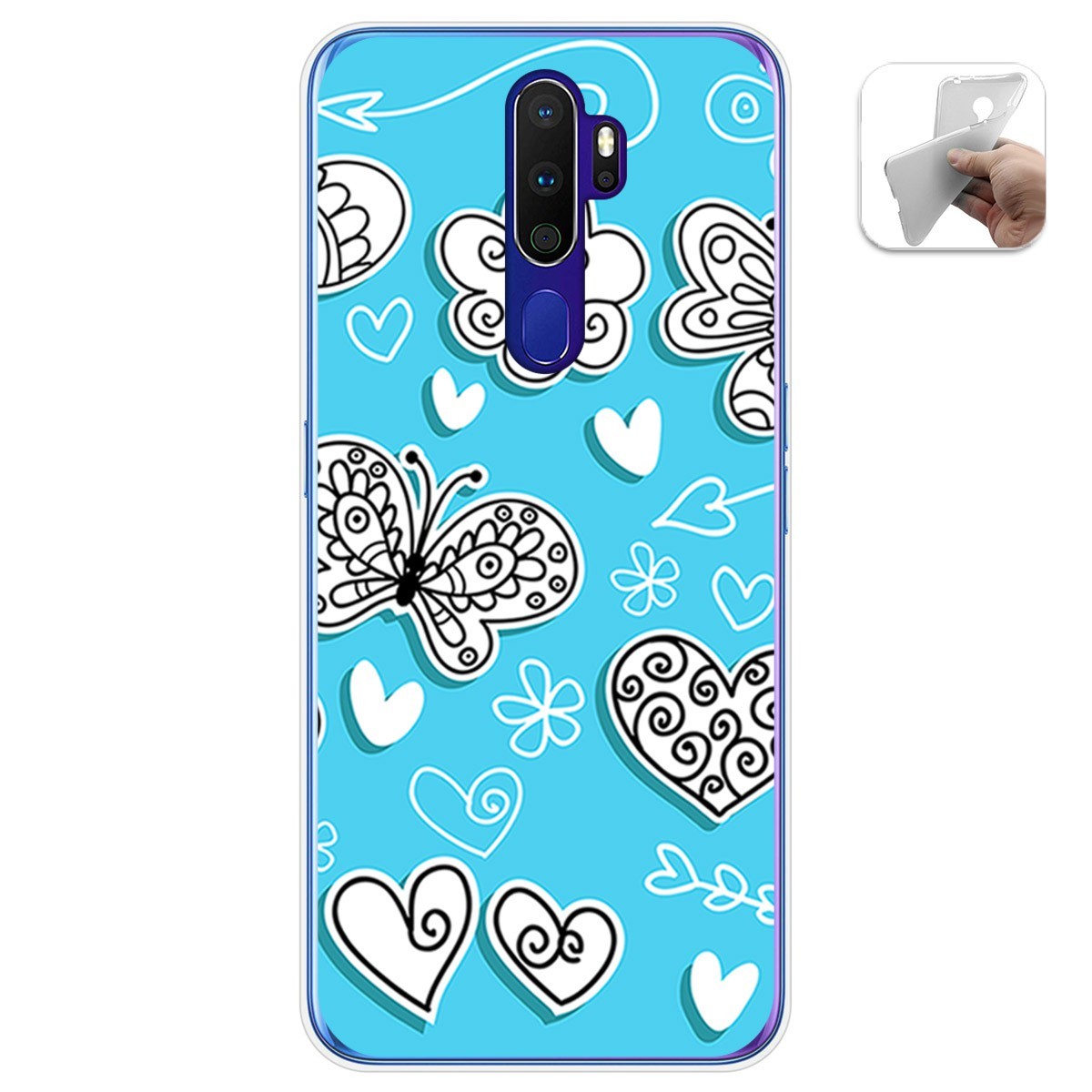 Funda Gel Tpu para Oppo A9 2020 diseño Mariposas Dibujos