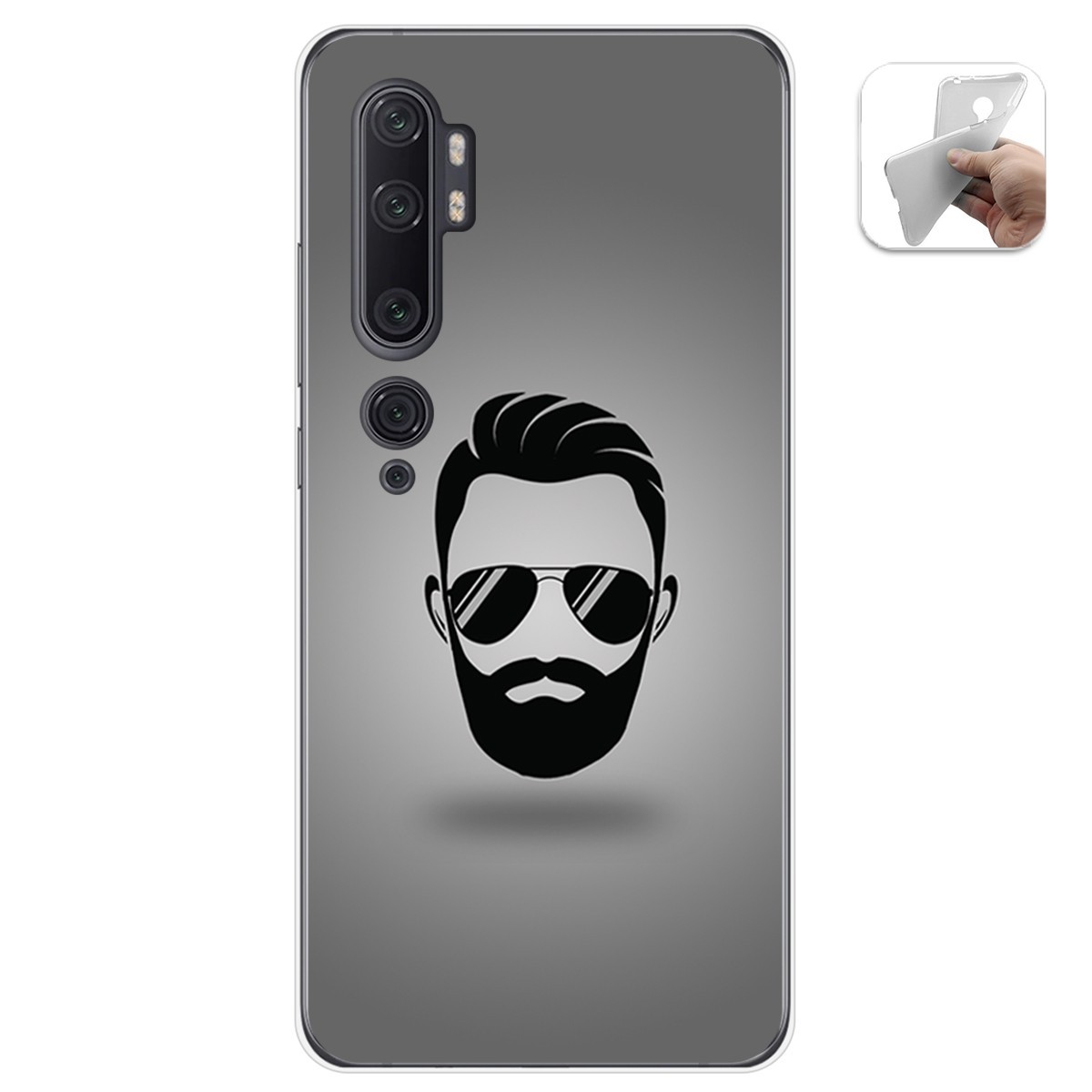 Funda Gel Tpu para Xiaomi Mi Note 10 diseño Barba Dibujos