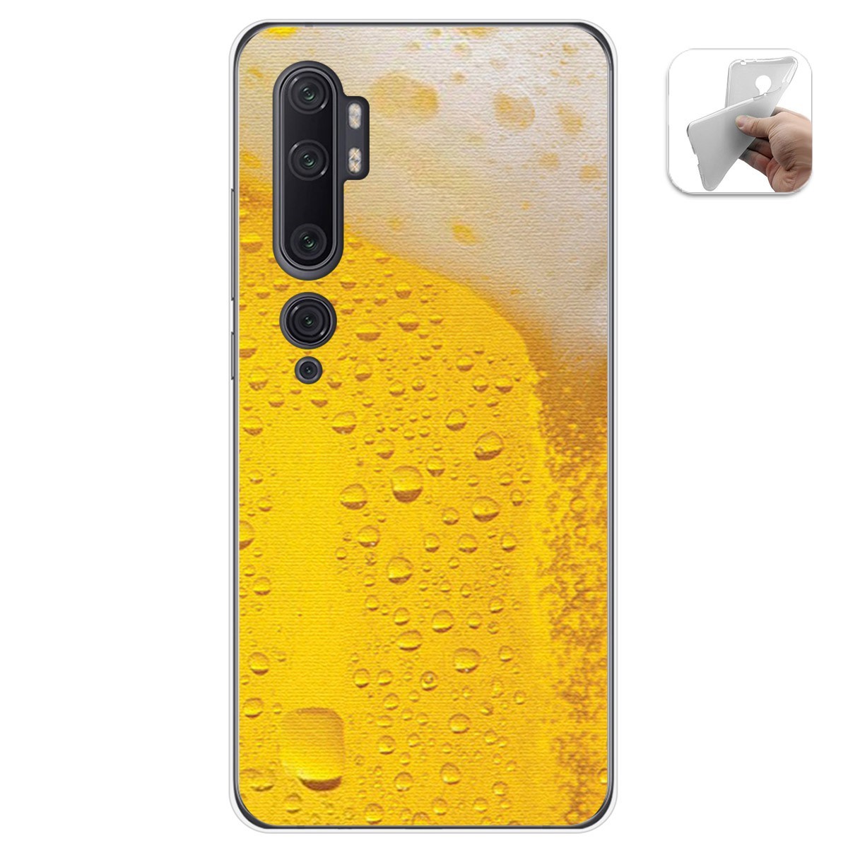Funda Gel Tpu para Xiaomi Mi Note 10 diseño Cerveza Dibujos