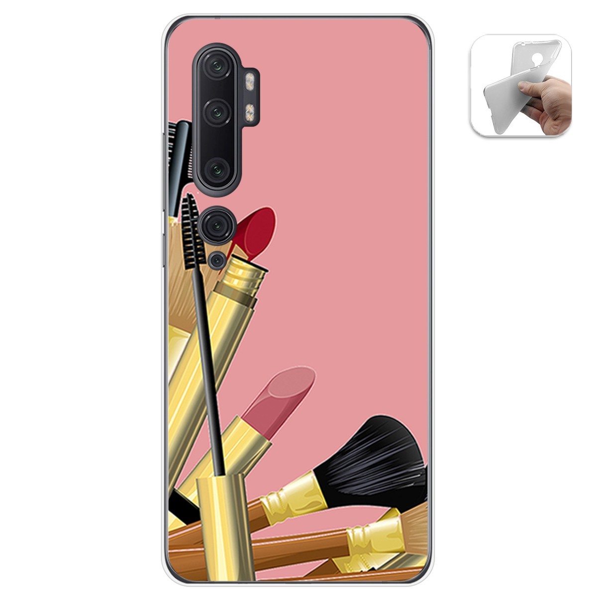 Funda Gel Tpu para Xiaomi Mi Note 10 diseño Brochas Dibujos