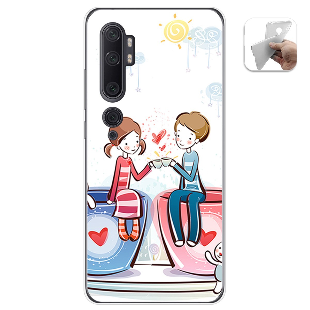 Funda Gel Tpu para Xiaomi Mi Note 10 diseño Café Dibujos