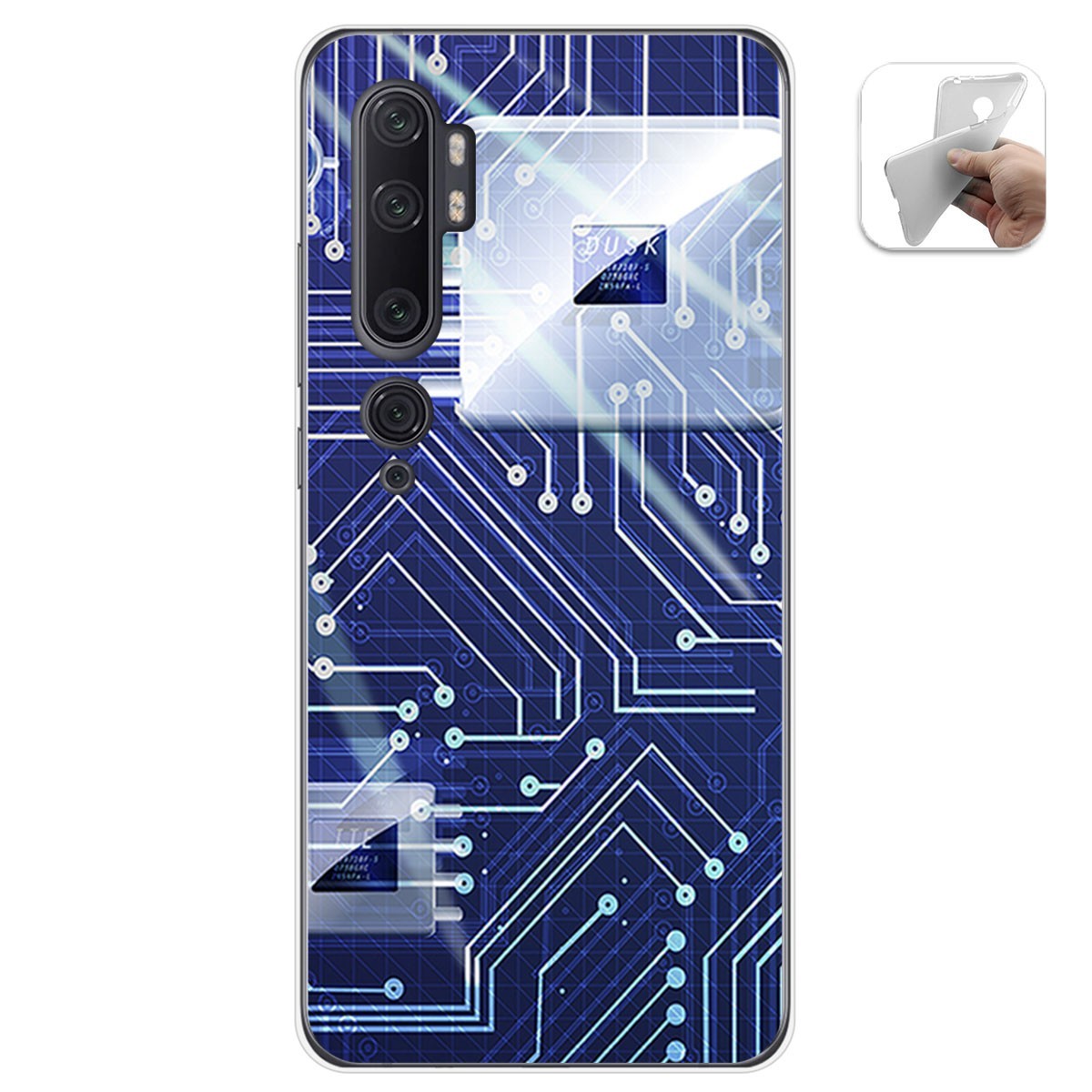 Funda Gel Tpu para Xiaomi Mi Note 10 diseño Circuito Dibujos