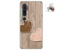 Funda Gel Tpu para Xiaomi Mi Note 10 diseño Corazones Madera Dibujos