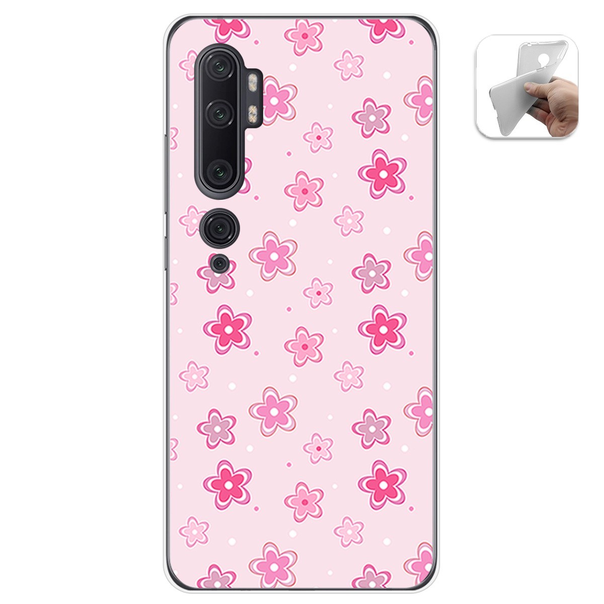 Funda Gel Tpu para Xiaomi Mi Note 10 diseño Flores Dibujos