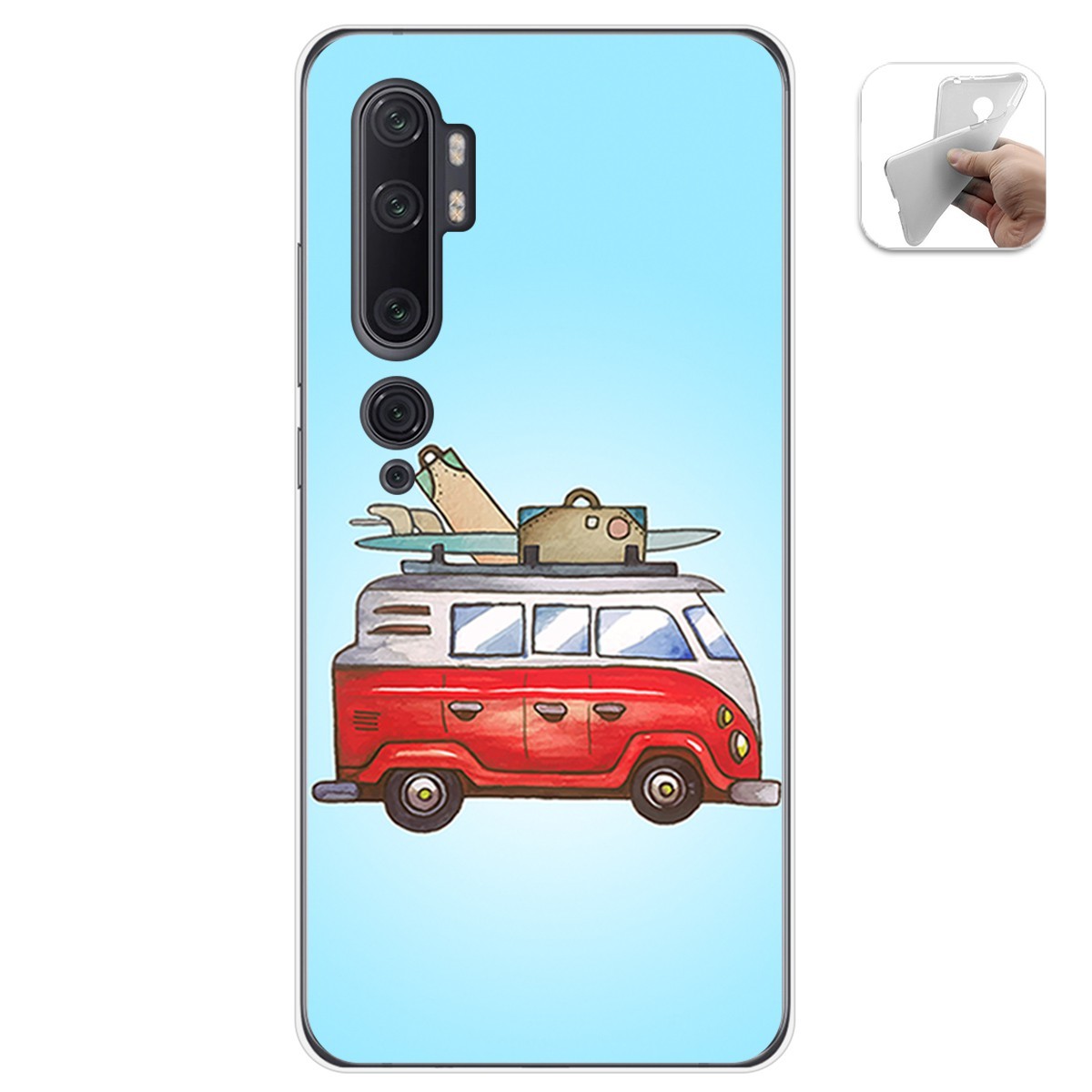 Funda Gel Tpu para Xiaomi Mi Note 10 diseño Furgoneta Dibujos
