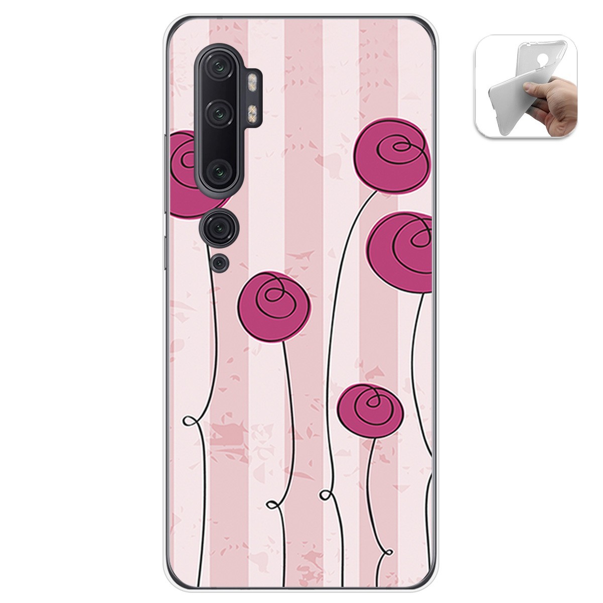 Funda Gel Tpu para Xiaomi Mi Note 10 diseño Flores Vintage Dibujos