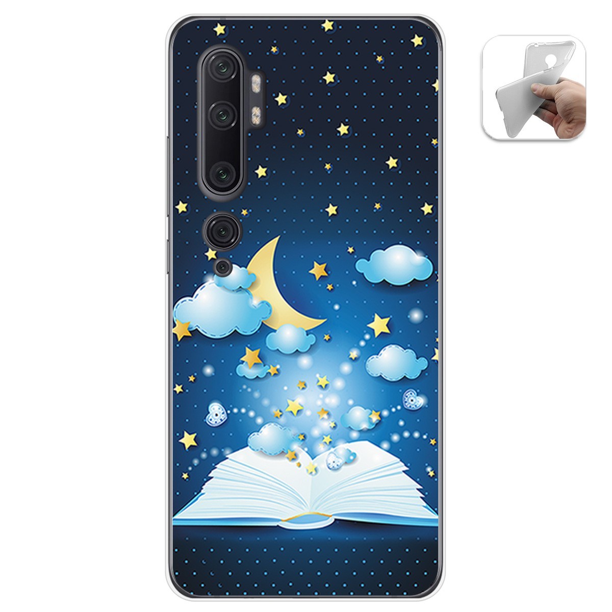 Funda Gel Tpu para Xiaomi Mi Note 10 diseño Libro Cuentos Dibujos