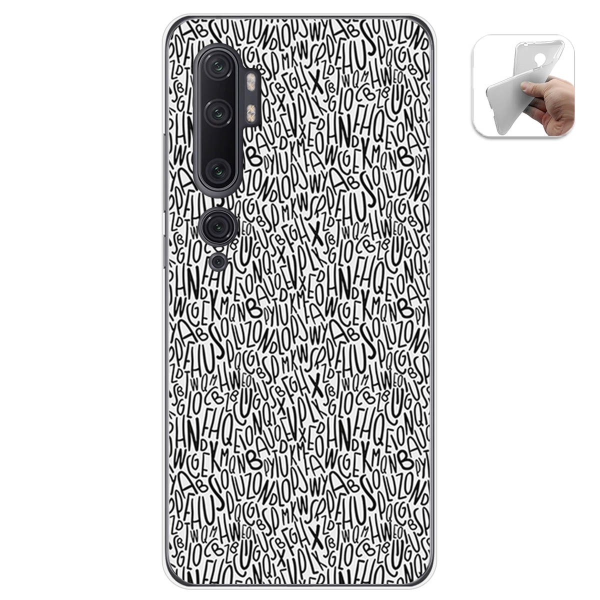 Funda Gel Tpu para Xiaomi Mi Note 10 diseño Letras Dibujos