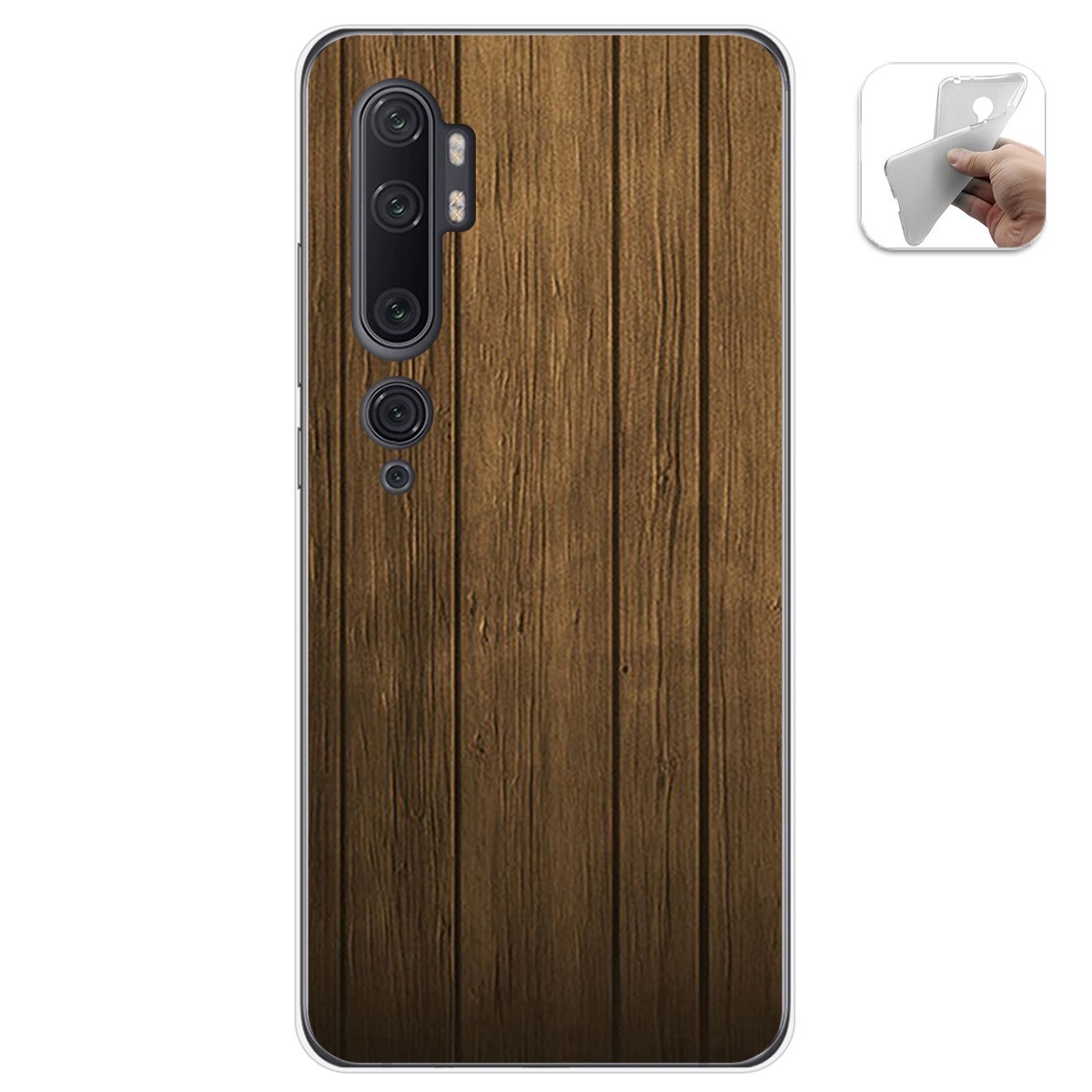Funda Gel Tpu para Xiaomi Mi Note 10 diseño Madera Dibujos
