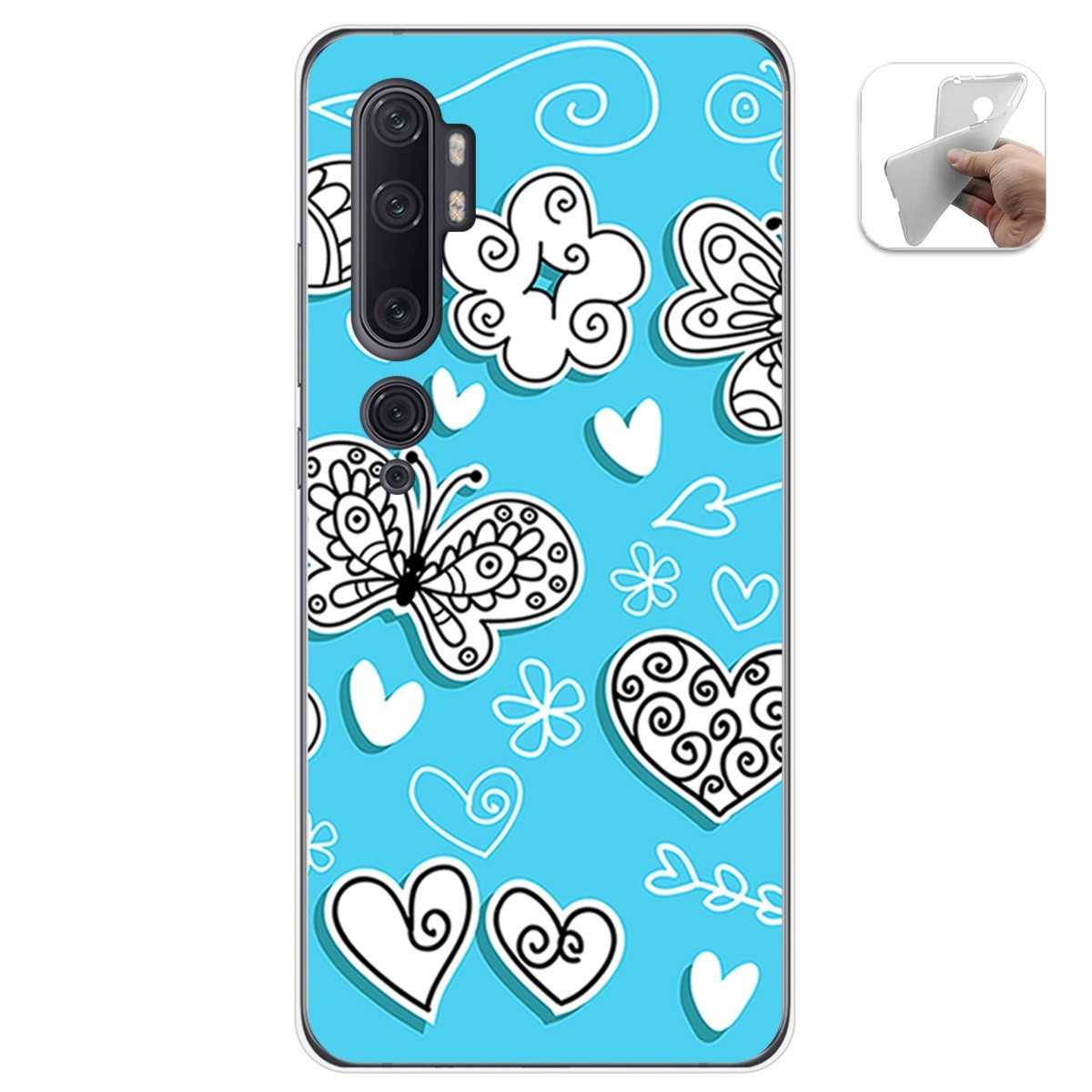 Funda Gel Tpu para Xiaomi Mi Note 10 diseño Mariposas Dibujos