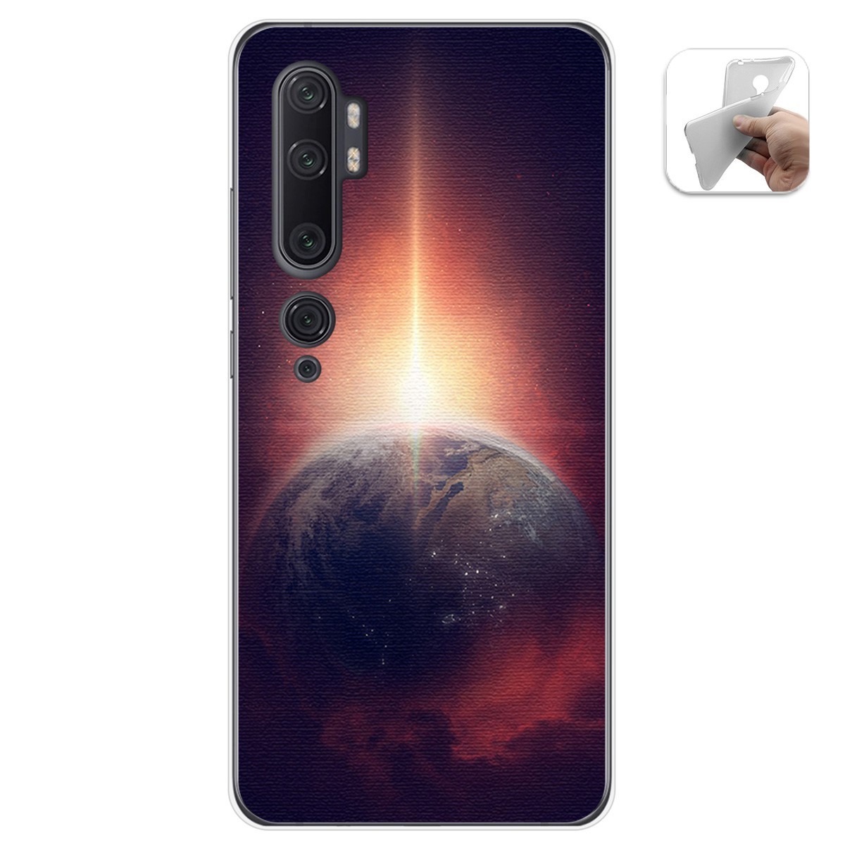 Funda Gel Tpu para Xiaomi Mi Note 10 diseño Tierra Dibujos
