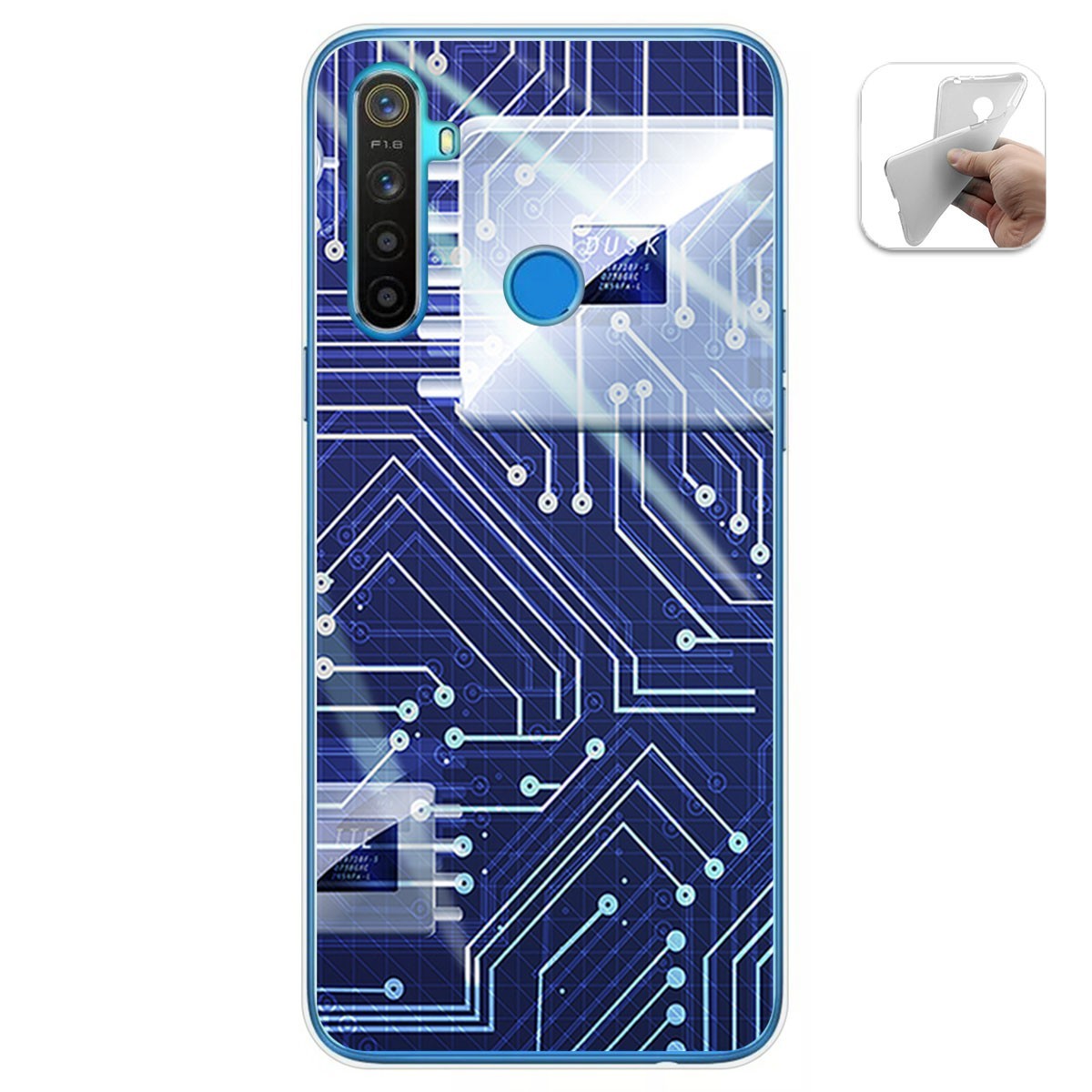 Funda Gel Tpu para Realme 5 / 5s / 5i / 6i diseño Circuito Dibujos