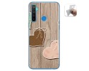 Funda Gel Tpu para Realme 5 / 5s / 5i / 6i diseño Corazones Madera Dibujos