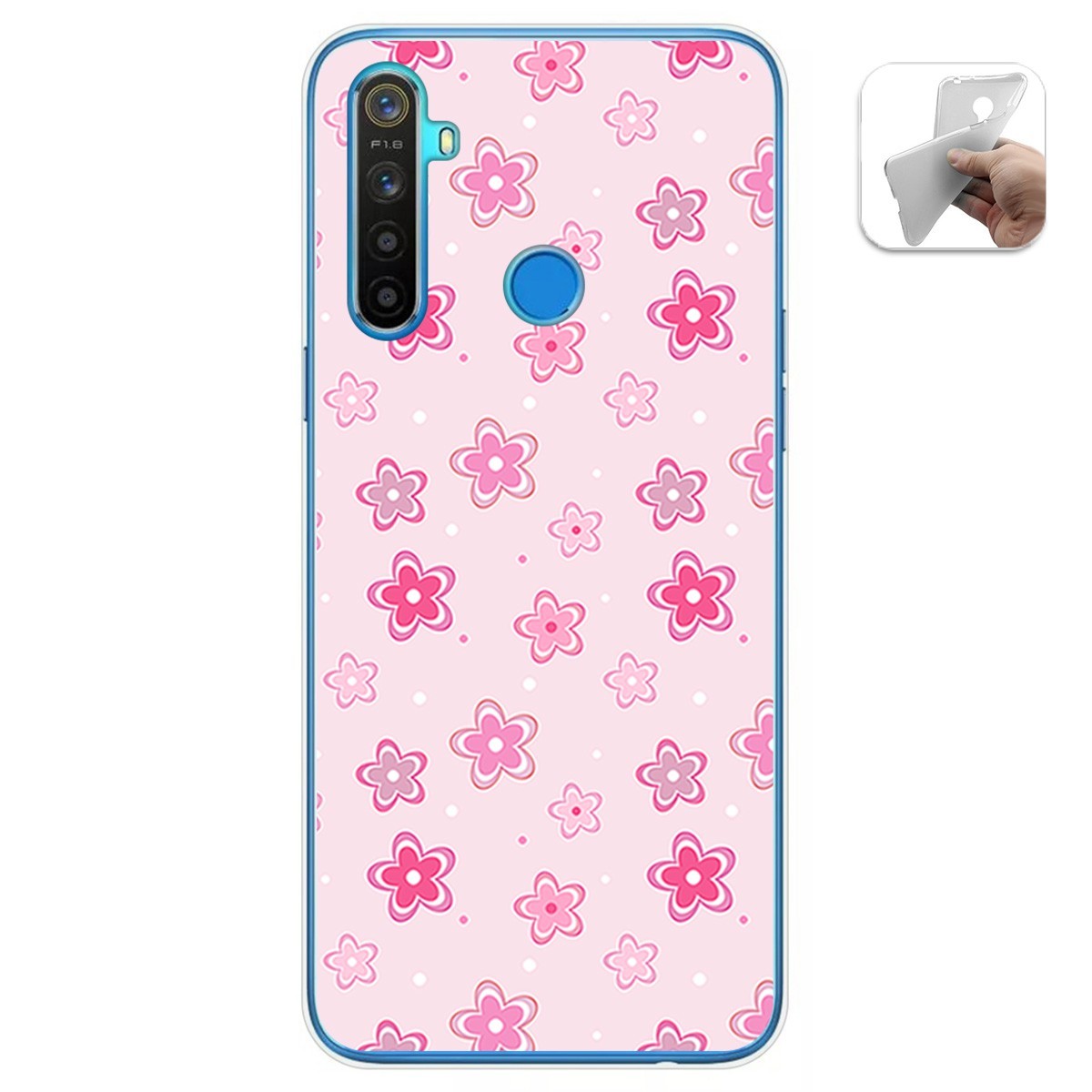 Funda Gel Tpu para Realme 5 / 5s / 5i / 6i diseño Flores Dibujos