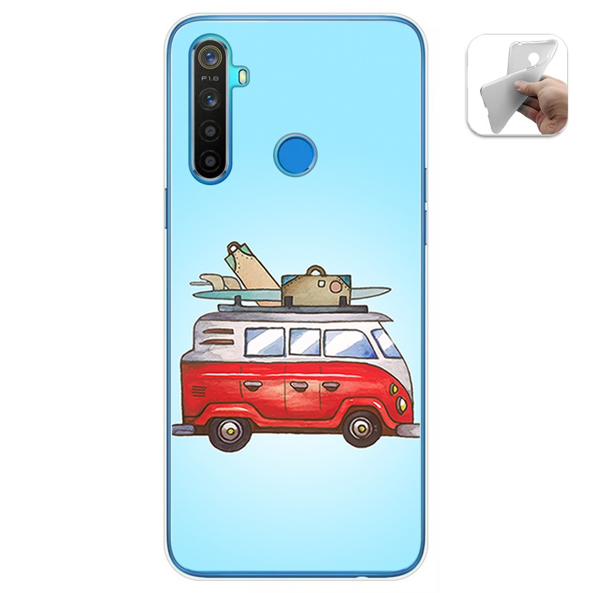 Funda Gel Tpu para Realme 5 / 5s / 5i / 6i diseño Furgoneta Dibujos
