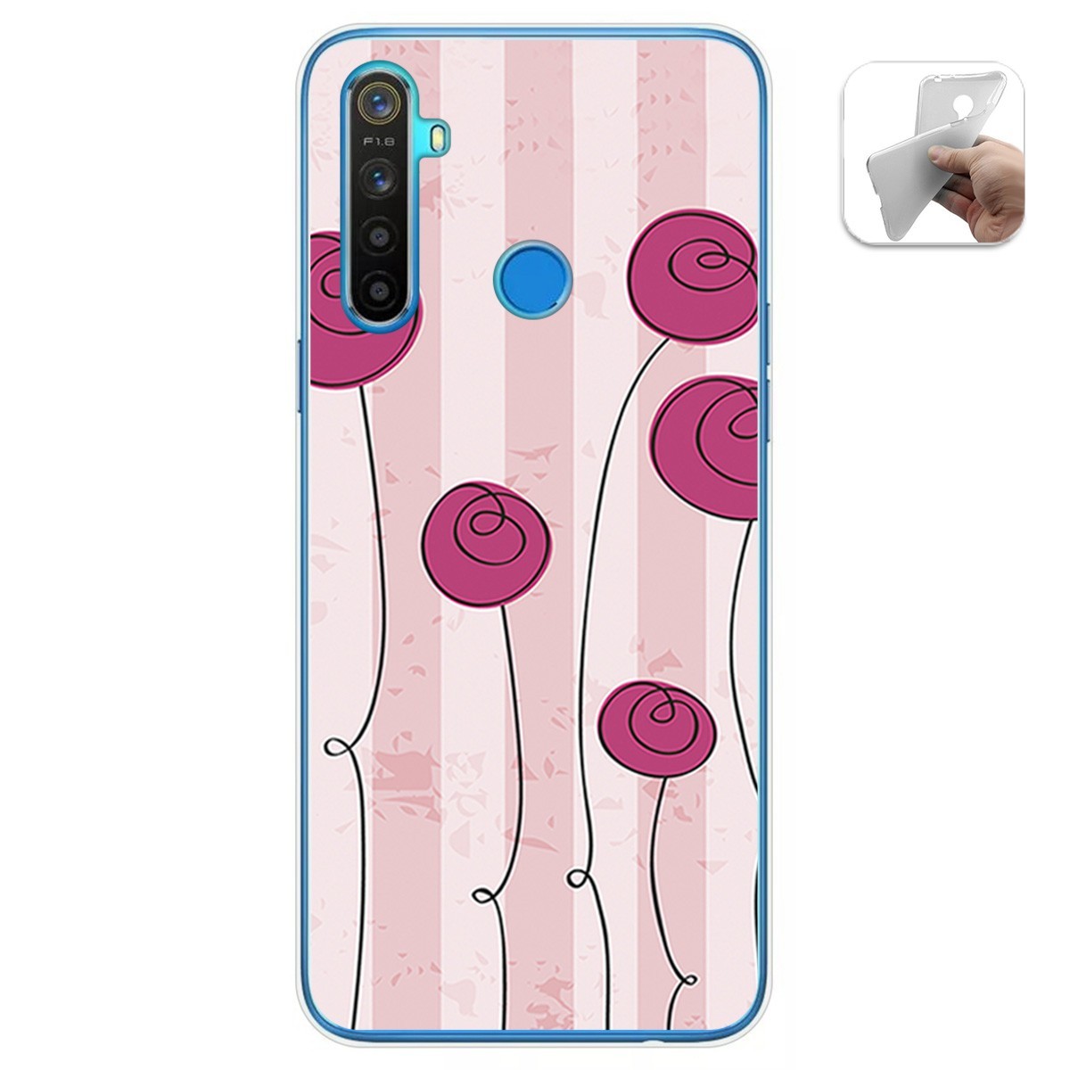 Funda Gel Tpu para Realme 5 / 5s / 5i / 6i diseño Flores Vintage Dibujos